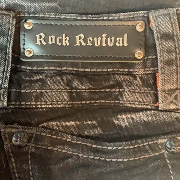 ROCK Revival Rare Black Bat Skinny Jeans Size 25 - Picture 9 of 16